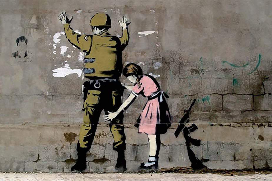 Stop and Search (Girl and a Soldier) – Bethlehem By Banksy