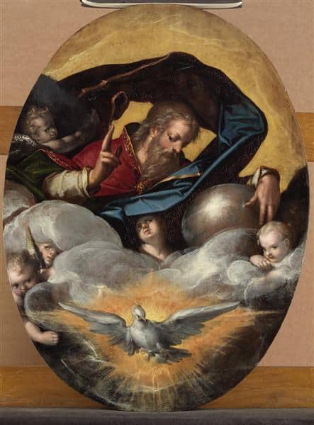 God the father with the holy spirit and angels by Bartholomeus Spranger