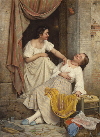 two smiling girls by carl bloch