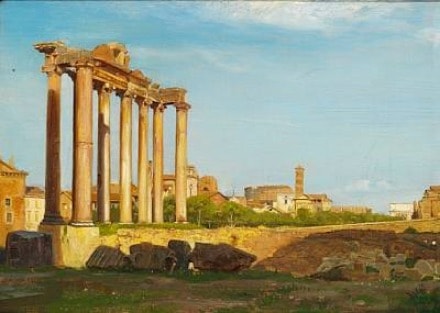 view of the forum romanum in rome by carl bloch