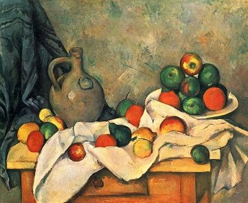 Curtain, Jug and Fruit Bowl by Paul Cezanne
