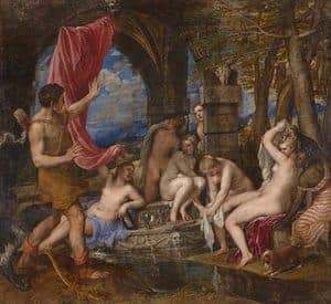 Famous Renaissance painting Diana and Actaeon by Titian
