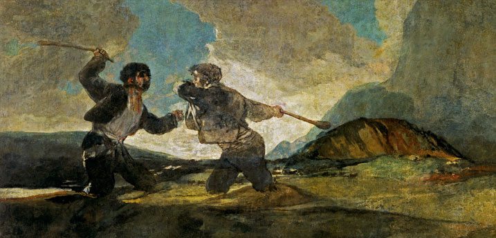Fight-with--Cudgels-by-goya-paintings