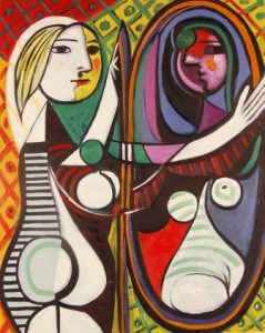 Cubism art depicted by Girl before a Mirror
