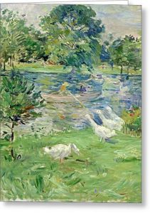 Girl in a Boat, with Geese by Berthe Morisot