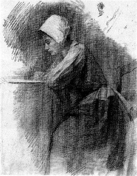 girl writing by piet mondrian