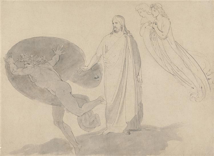 get thee behind me, satan by john flaxman