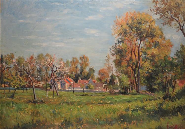 landscape around lagny by maximilien luce