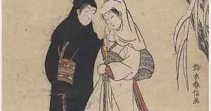Love in Art depicted by Lovers under an Umbrella in the Snow