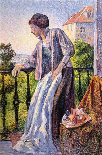 madame luce on the balcony by maximilien luce