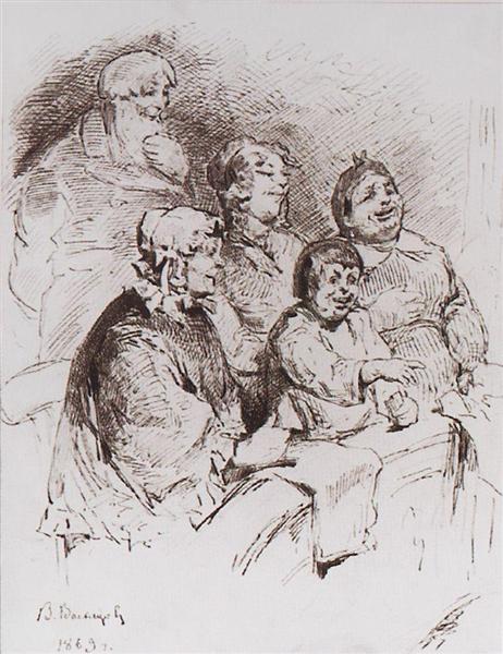 merchant family in the theatre by viktor vasnetsov