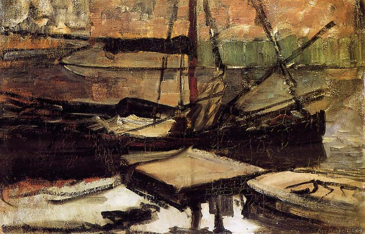 moored ships sun by piet mondrian