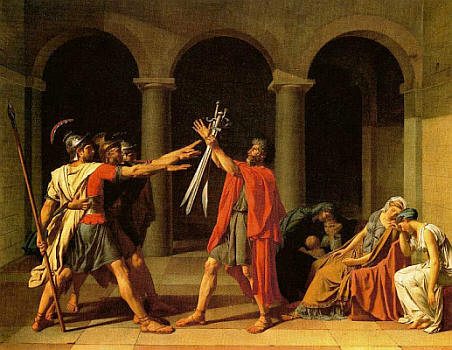 Death in paintings represented by Oath of the Horatii