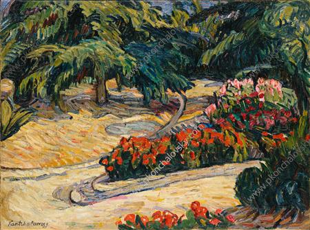 palm tress and geranium by pyotr konchalovsky