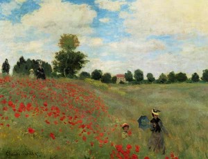 Poppy fields near Argenteuil Painting by Claude Monet.