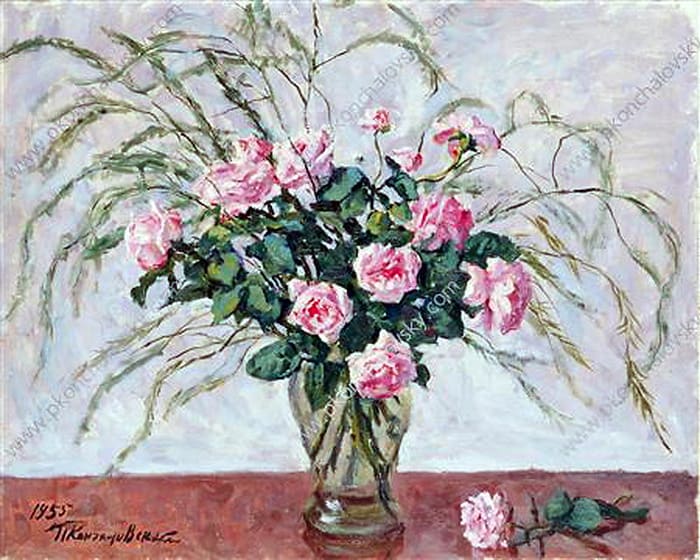 roses and asparagus by pyotr konchalovsky