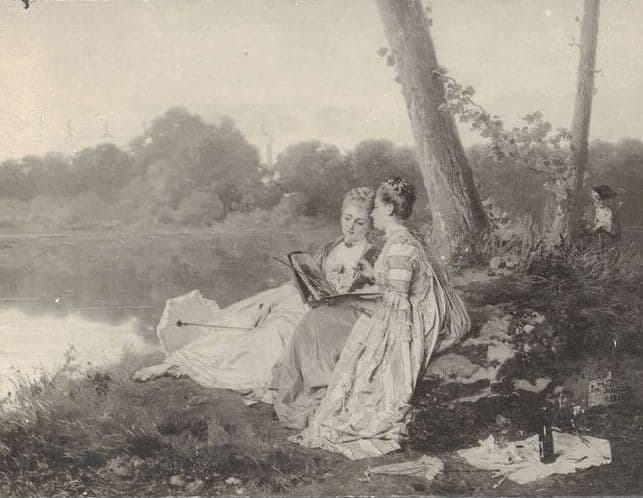 landscape with female painters by gerolamo induno