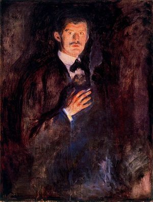 Self-Portrait with Burning Cigarette by Edvard Munch