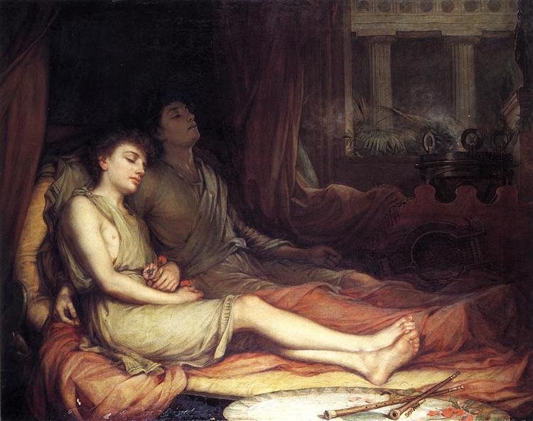 sleep and his half brother death by john william waterhouse