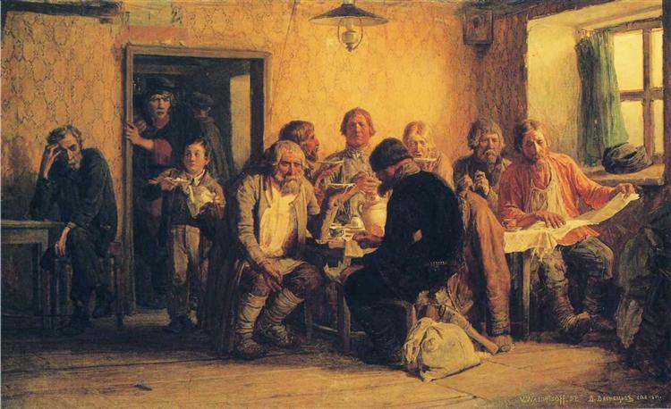 tea drinking in a tavern by viktor vasnetsov