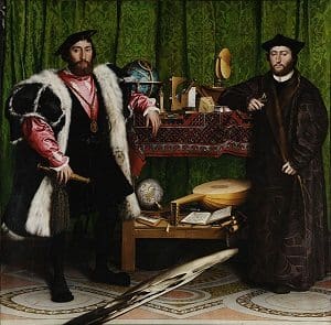 Famous Renaissance painting The Ambassadors by Hans Holbein the Younger