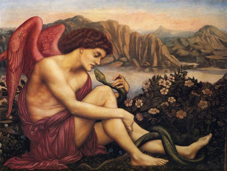 the angel with the serpent by evelyn de morgan