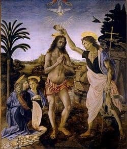 The Baptism of Christ by Leonardo Da Vinci