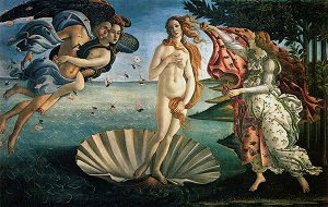 Famous Renaissance painting The Birth of Venus by Sandro Botticelli