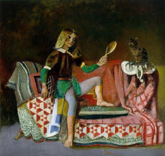 the cat in the mirror by Balthus