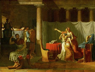 Love in Art depicted by The Lictors Bring to Brutus the Bodies of His Sons