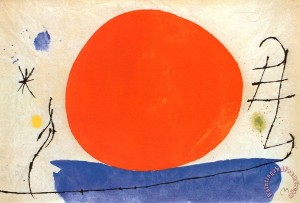 The Red Sun Painting by Joan Miro.
