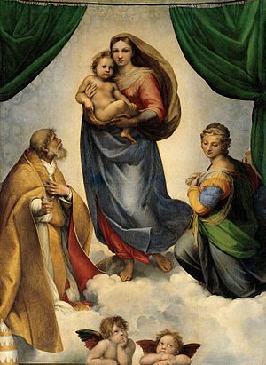 Famous Renaissance painting The Sistine Madonna by Raphael