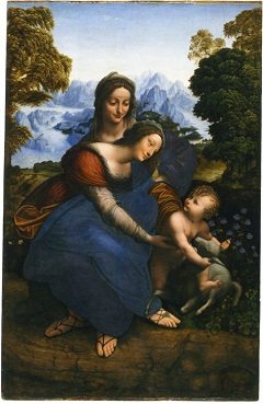 Famous Renaissance painting The Virgin and Child with St. Anne by Leonardo Da Vinci