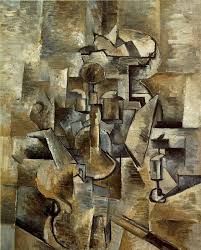 Cubism art depicted by Violin and Candlestick