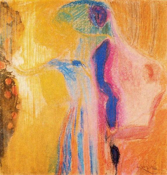 woman picking flowers by Frantisek Kupka