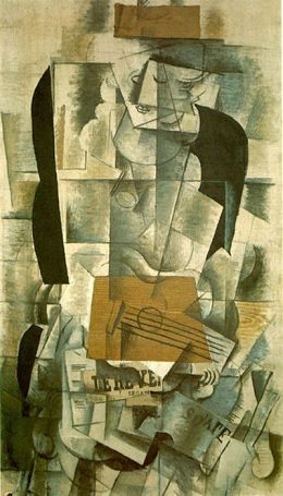Cubism art depicted by Woman with a Guitar