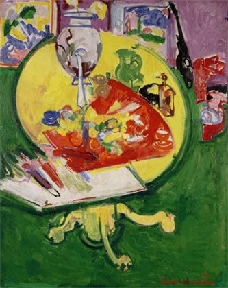 yellow table on green by hans hofmann